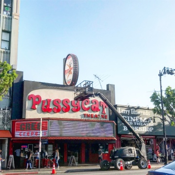 Pussycat Theatre facade in 2018.
